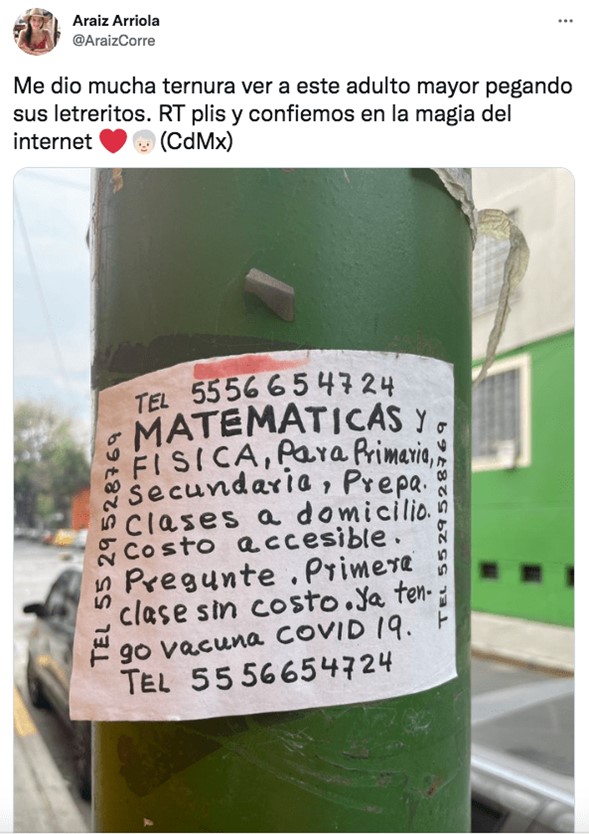“Nací para enseñar”: maestro pone anuncios en la calle para ofrecer clases de matemáticas